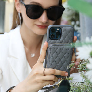 Vegan leather crossbody phone case with card slot