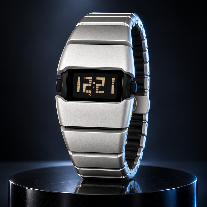 Y2K Retro Digital Bracelet Watch — silver luxury hero