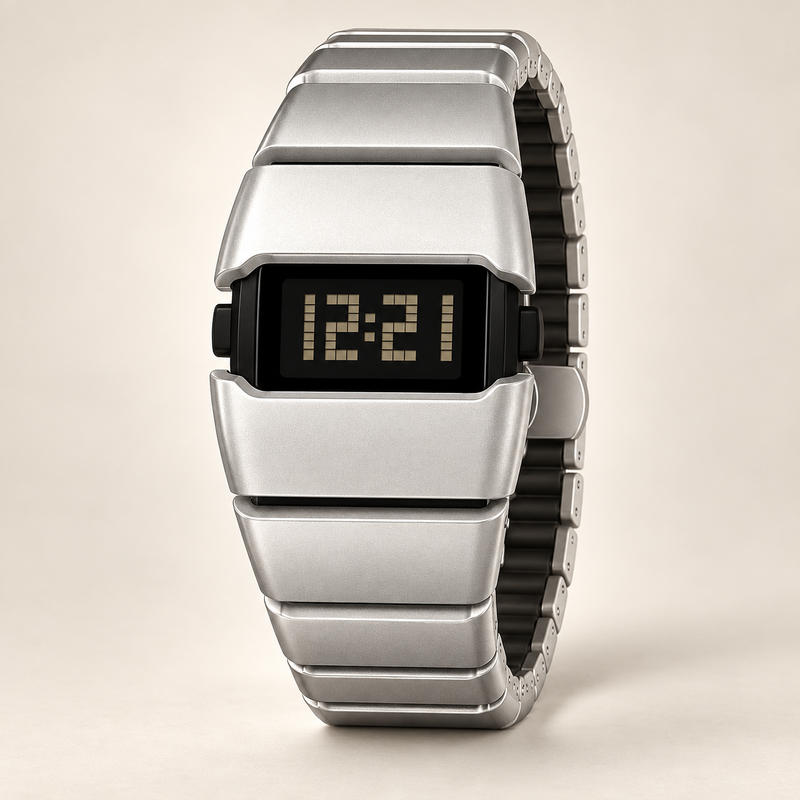 Y2K Retro Digital Bracelet Watch — silver front view