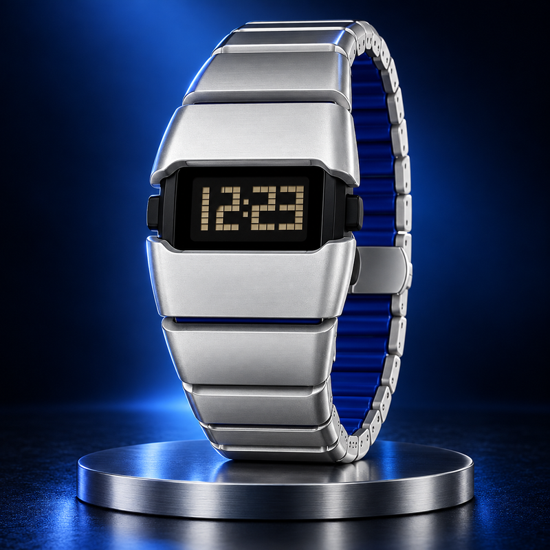 Y2K Retro Digital Bracelet Watch — Silver & Blue variant