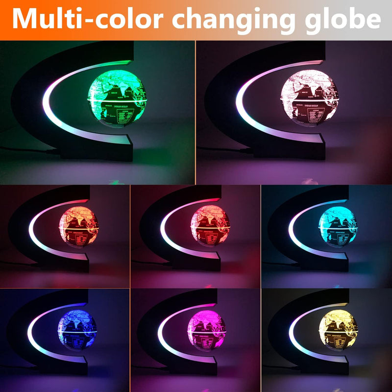 Multicolor Changing Magnetic Levitation Floating Globe, Floating Globe with LED Lights, Cool Gadgets Desktop Decor, Great Gifts for Men/Fathers/Husbands/Boyfriends/Bosses