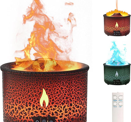 Volcano Humidifier Aromatherapy Essential Oil Diffuser, 2 Mist Modes: Flame and Volcano, Large Capacity with Timer Waterless Auto-Off for Home, Office, Yoga, or Gym (Red & Blue)