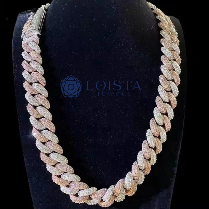 Micro Pavé Crystal Link Chain Necklace – 925 Silver, Gold & Rose Gold Plated | Unisex