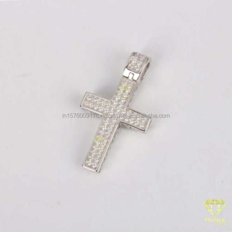Cross Pendant Lab-Grown Diamond Necklace – 925 Silver, Hip Hop Luxury Jewelry | Unisex