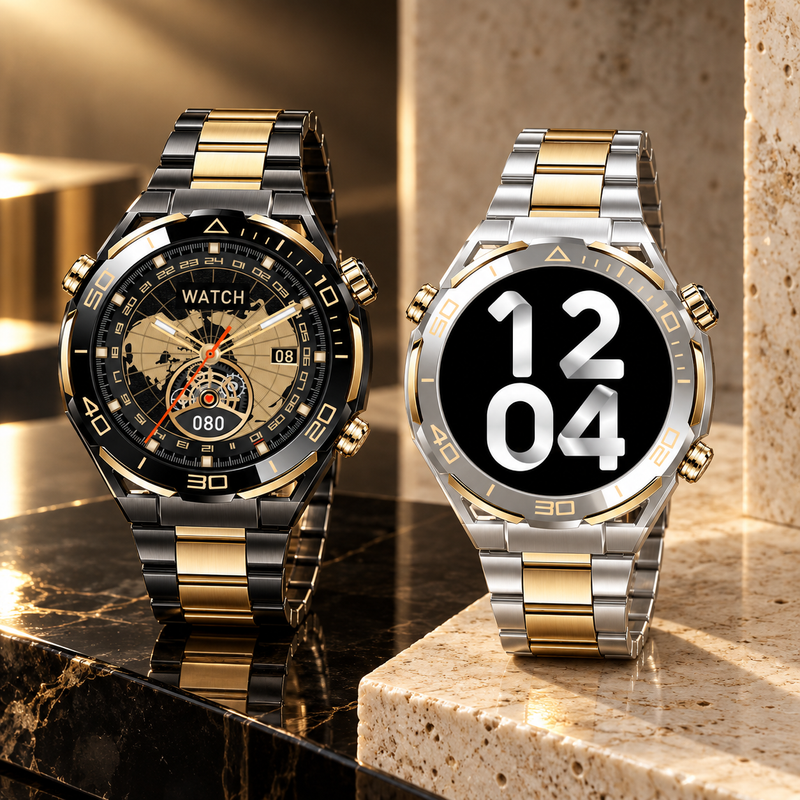 AMOLED Sports Smart Watch - Black and Silver Collection