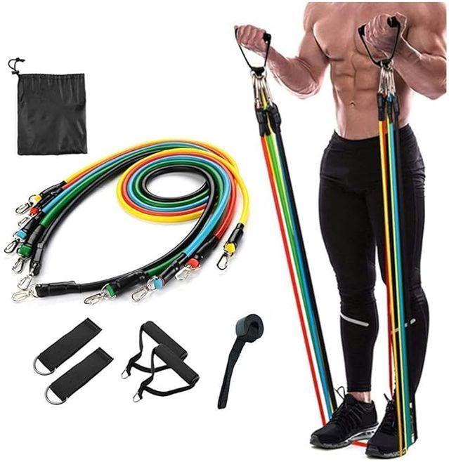 Resistance Bands Set (5 Bands) - 10 to 150 lbs | Home Gym Kit for Men & Women