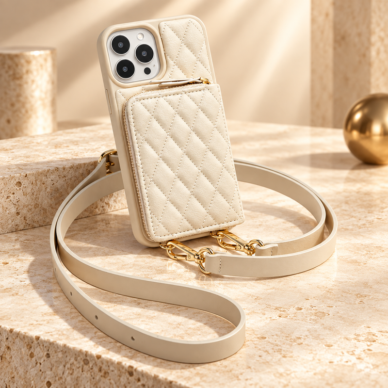 Luxe Crossbody Phone Case - Beige