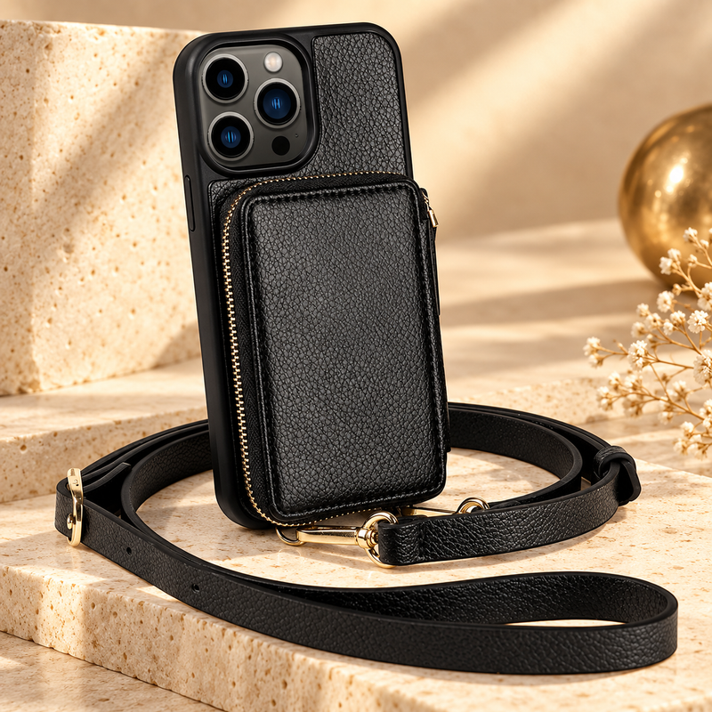 Luxe Crossbody Phone Case - Black B