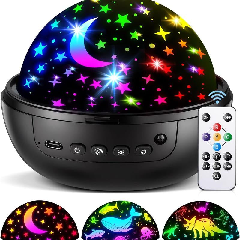 Onefire Night Light for Kids Ball 93 Lighting+3 Films Kids Night Light Projector,Remote+Dimmable Star Projector Dinosaur Toys 360° Ceiling Stars Glow in the Dark Stars,Christmas Gifts for 4 Year Old Boy Birthday Gift Remote Controlled