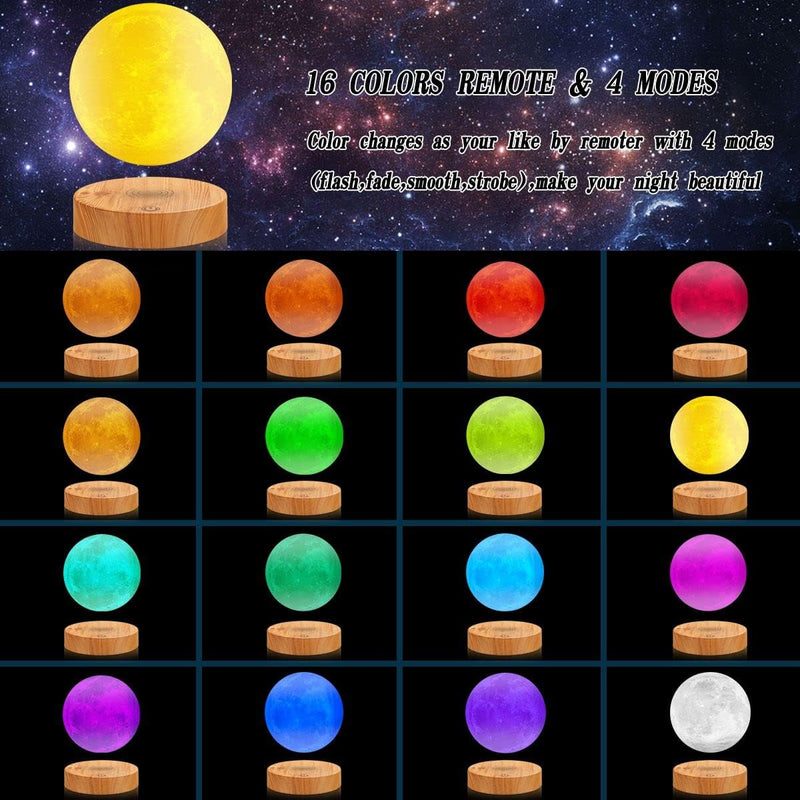 Levitating Moon Lamp 5.9 Inch 16 Colors Moon Lamp 3D Moon LED Light with Remote Control for Unique Gifts,Room Decor,Night Light,Office Desk Toys
