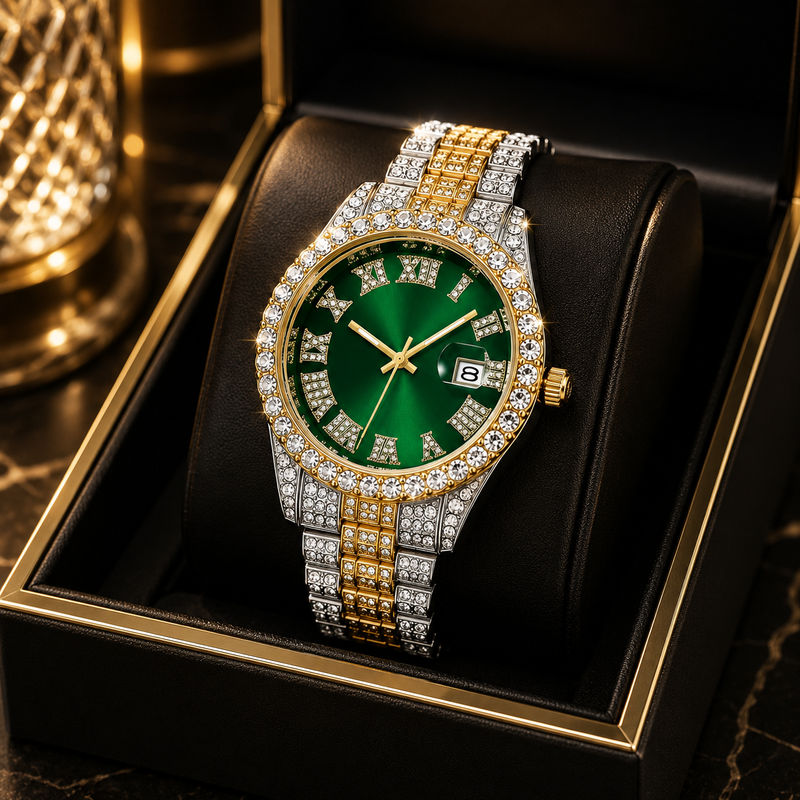 Hip Hop Rhinestone Dial Watch