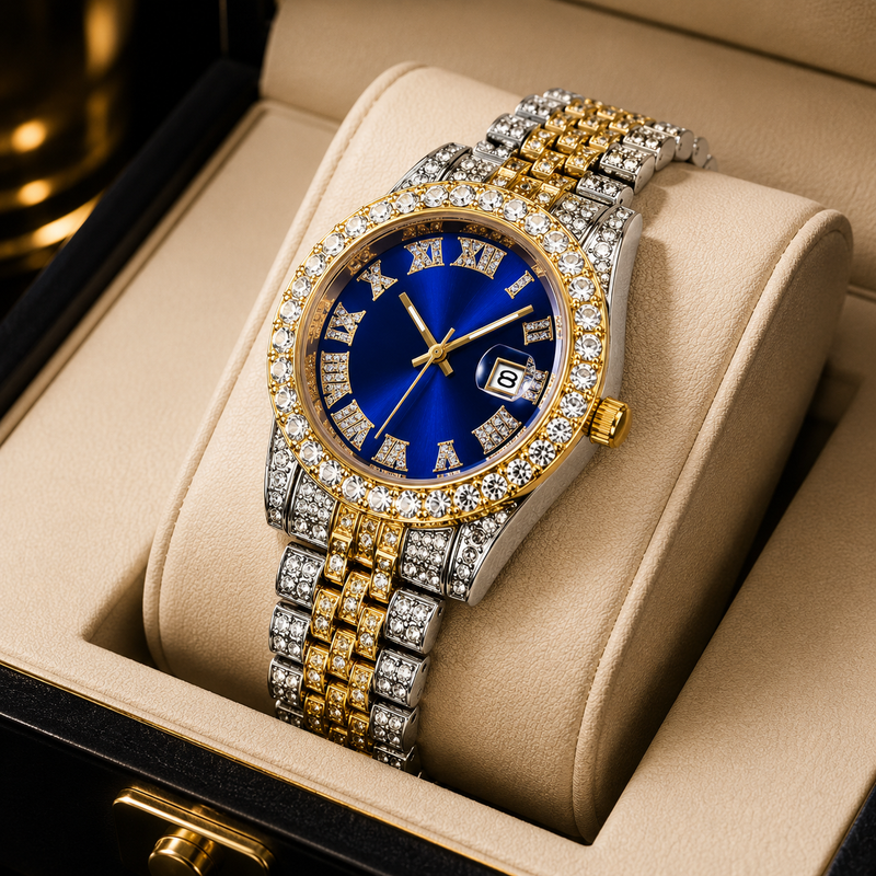 Hip Hop Rhinestone Dial Watch