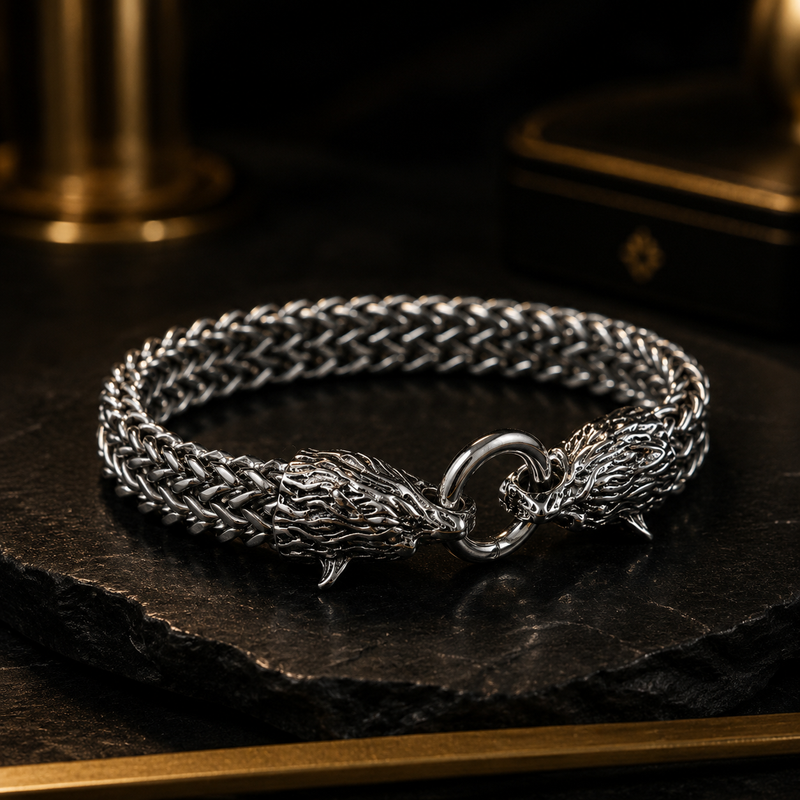 Viking Wolf Head Bracelet