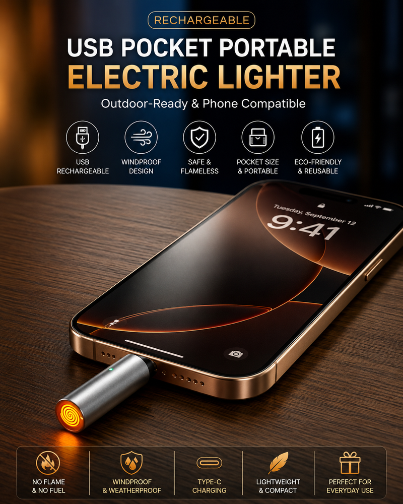 USB Electric Cigarette Lighter – Portable Windproof Rechargeable Pocket Lighter