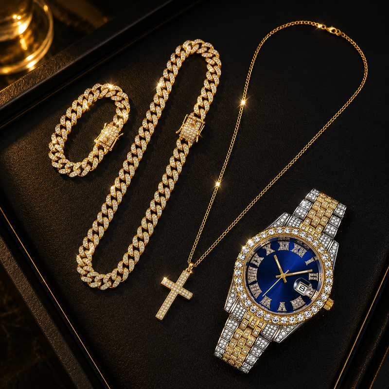 Rhinestone Watch & Jewelry Set