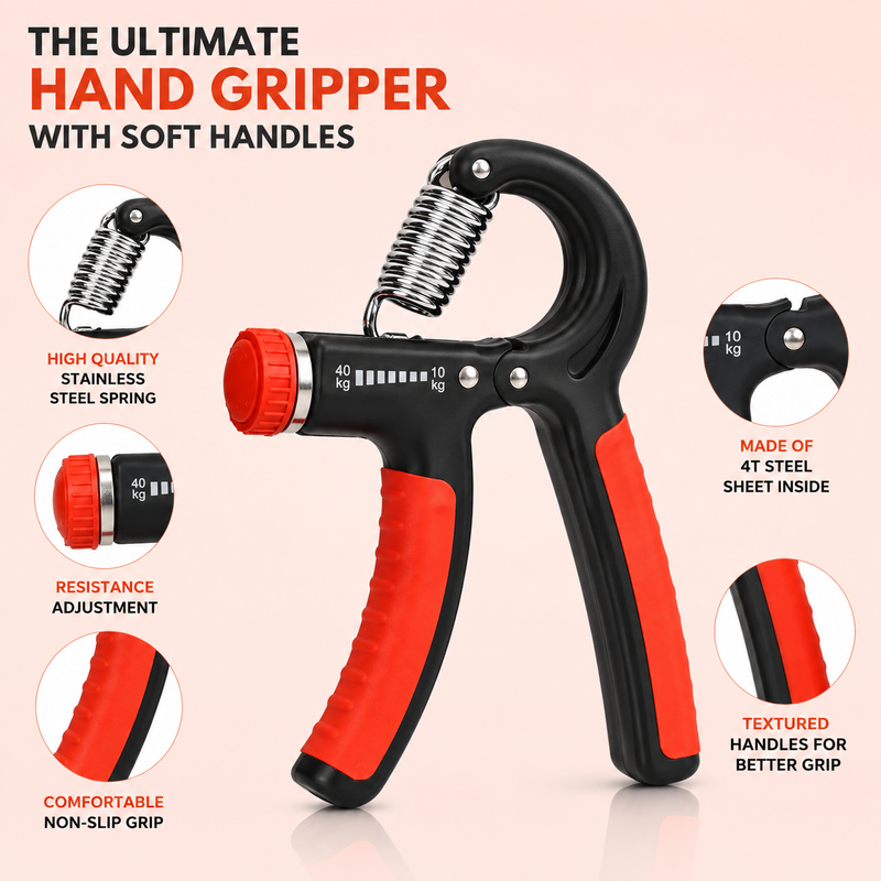 Hand Grip Strengthener - Adjustable 10-40kg | Forearm & Wrist Trainer