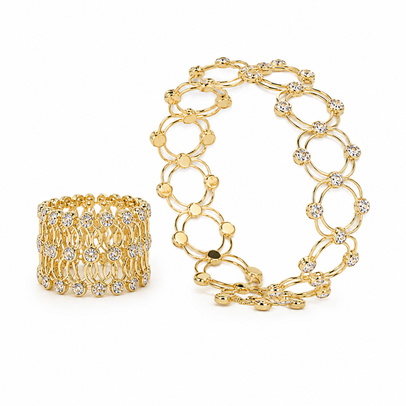 Bracelet Ring Jewellery Set for Women & Girls | Cubic Zirconia | One Size