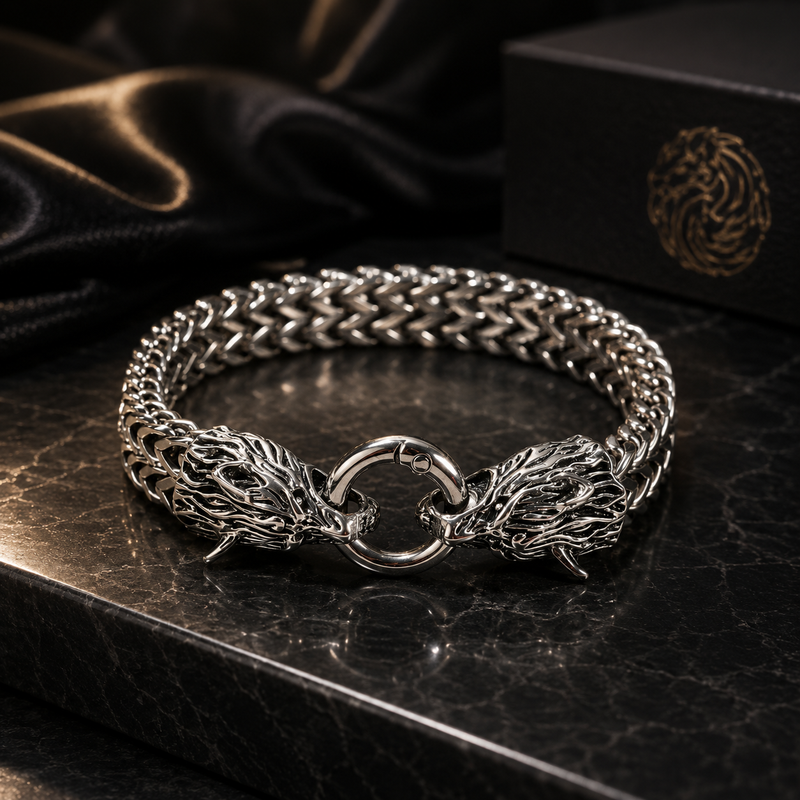 Viking Wolf Head Bracelet