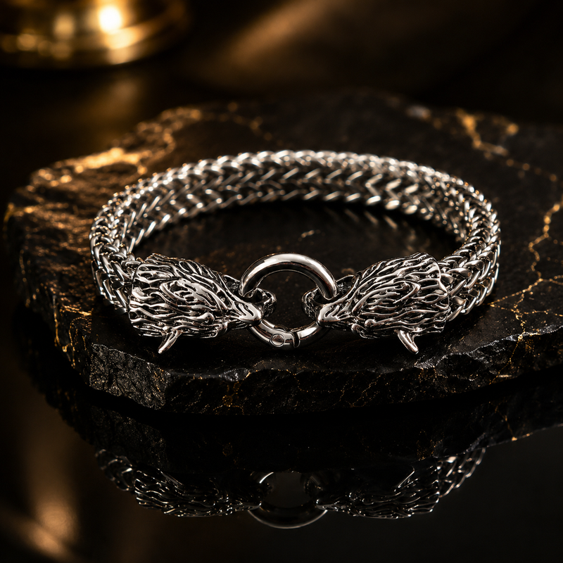 Viking Wolf Head Bracelet