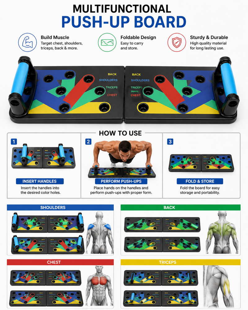 14-in-1 Push Up Board - Multi-Position Workout Bar for Home Gym