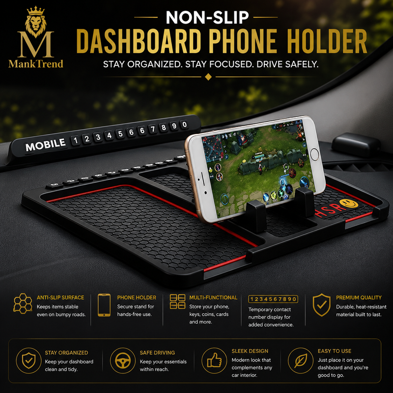 Multifunction Car Dashboard Phone & GPS Holder – Anti-Slip Silicone Pad Mount