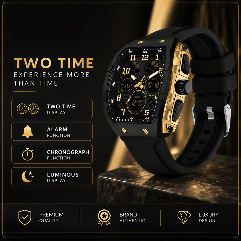 Barrel-Shape Sports Watch – Waterproof Dual-Time Luminous Digital Watch for Men & Women