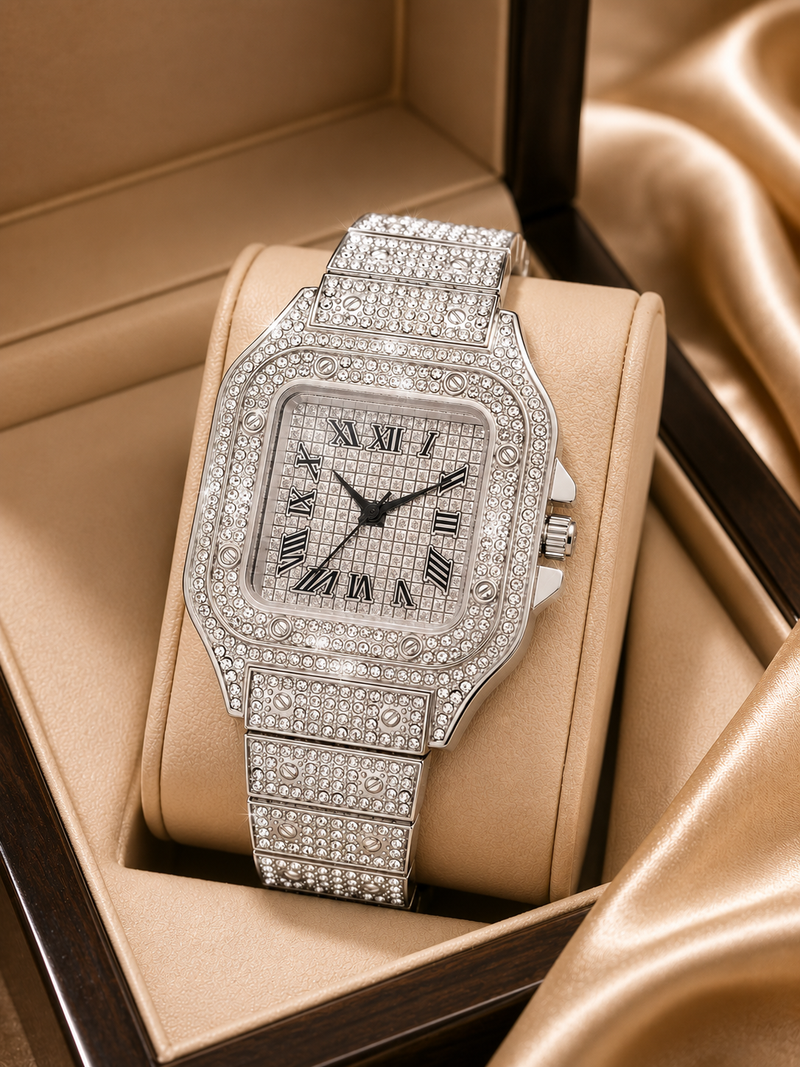 Rhinestone Steel Strap Quartz Watch