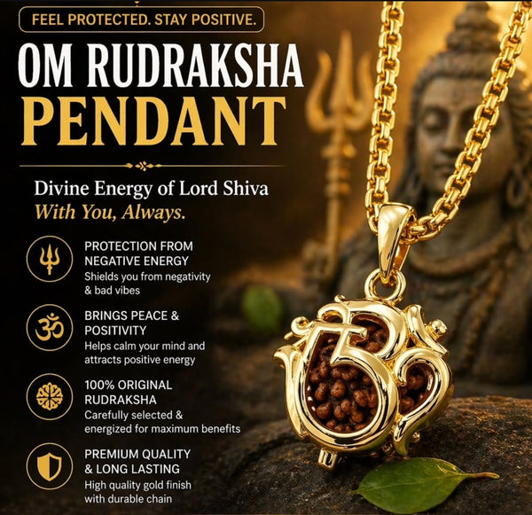 Om Rudraksha Pendant With Chain