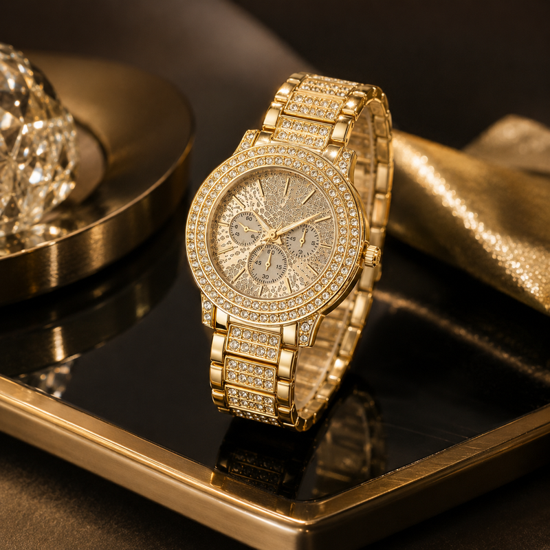 Ladies Engraved Quartz Watch Set