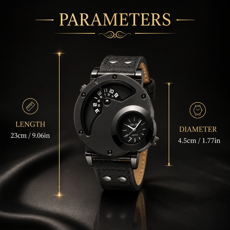 Men's Dual Dial Leather Strap Watch