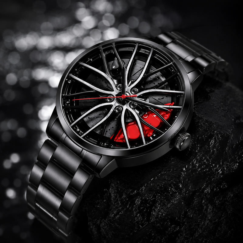 Stereoscopic Car Wheel Watch – Quartz Movement Alloy Steel Men's Watch