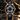 Rotating wheel dial watch, black leather strap and silver case