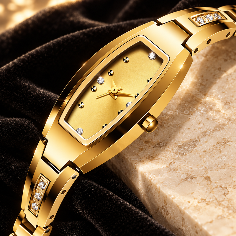 Tungsten Steel Sapphire Watch - Gold